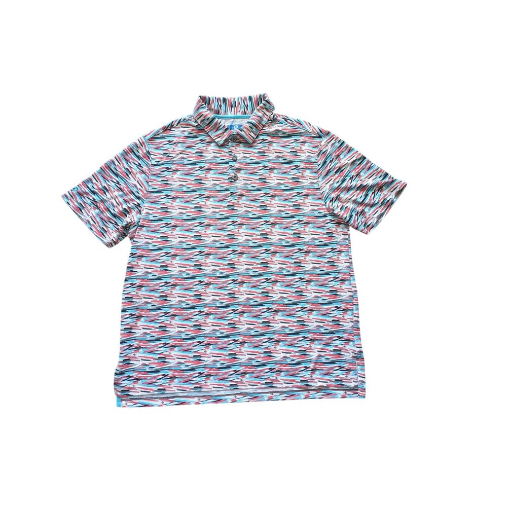 IBKUL Camo Polo Shirt Mens M Blue UPF50 Performance Golf Outdoors Resort
